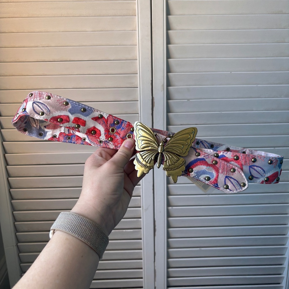 Y2K Butterfly Buckle Studded Floral Belt Statement Retro Boho Festival
